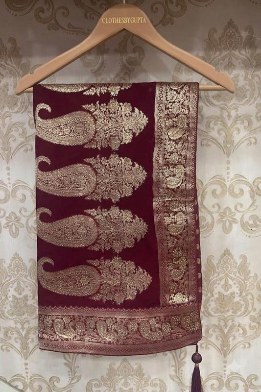 Falsa Georgette Saree with Jury & Beads Work and Matching Blouse