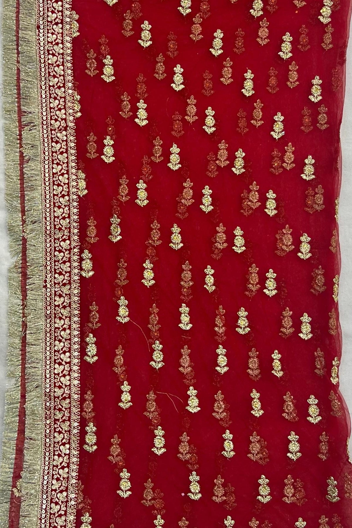 Red Heavy Lace & Stone Embellished Wedding Suit