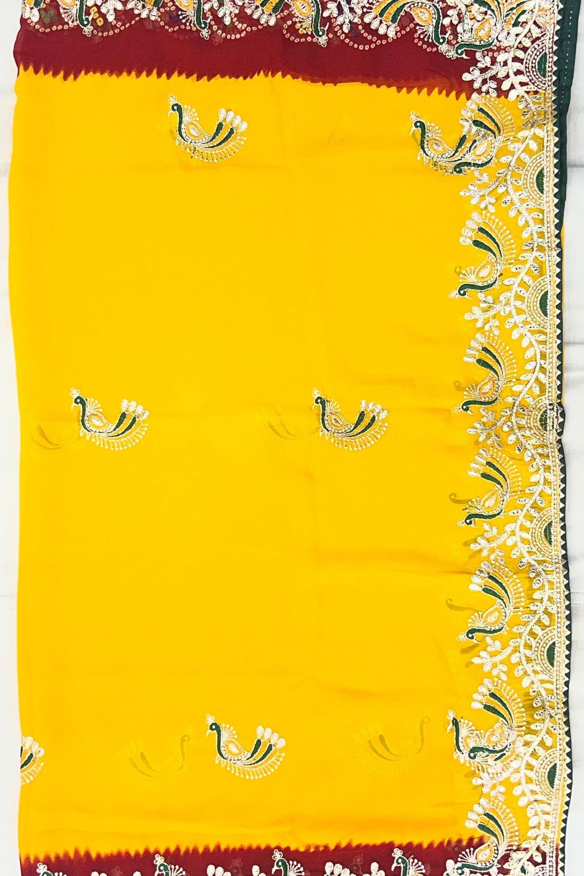 Mustard Yellow Georgette Suit with Gotta Patti, Jury & Thread Work