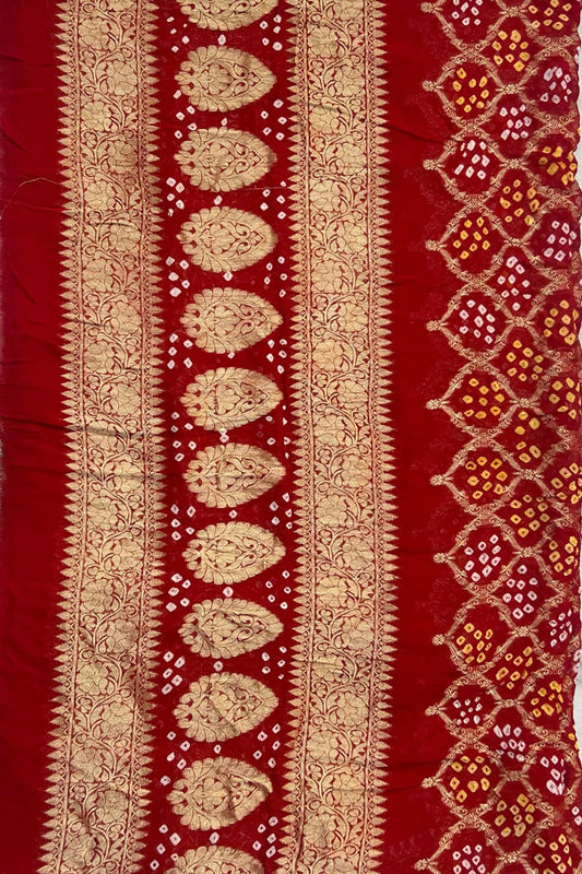 Red Pure Georgette Gutchola with Weaving Work
