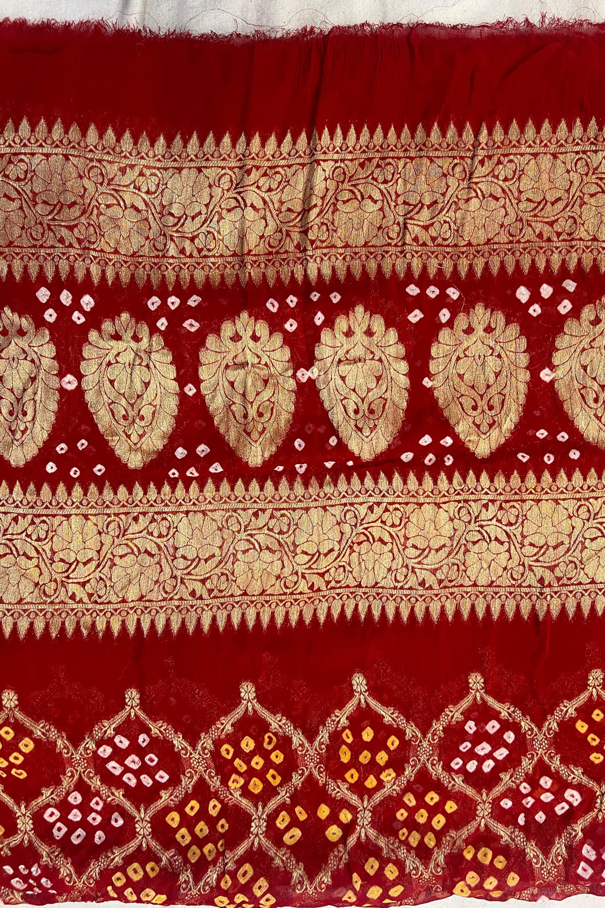 Red Pure Georgette Gutchola with Weaving Work