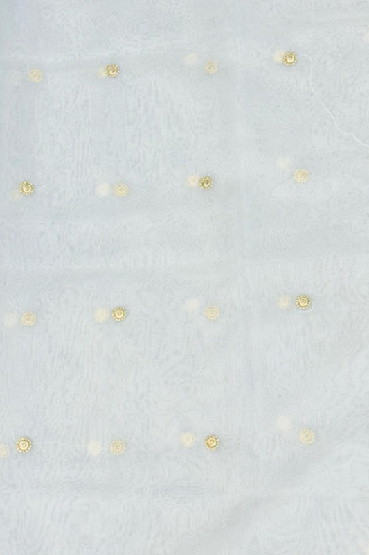 White Dyable Orgenza Fabric with Golden Cut Work & Jury Work
