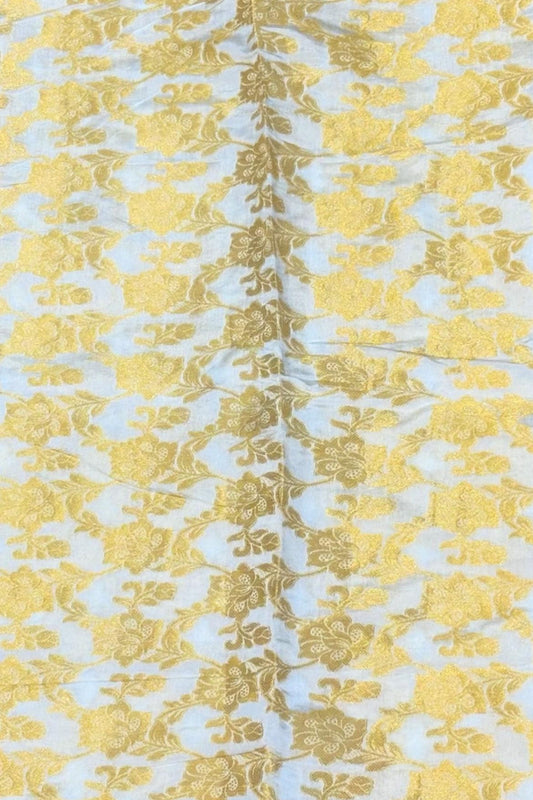 White Banarasi Dupatta with Golden Work & Four-Side Border