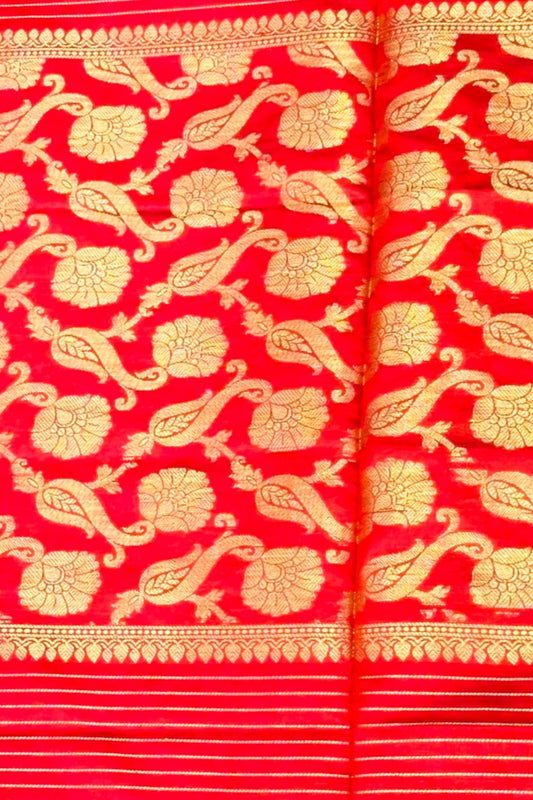Red Banarasi Silk Saree with Golden Work