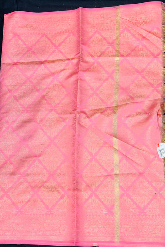Pink Banarasi Silk Kosa Silk Saree with Golden Work