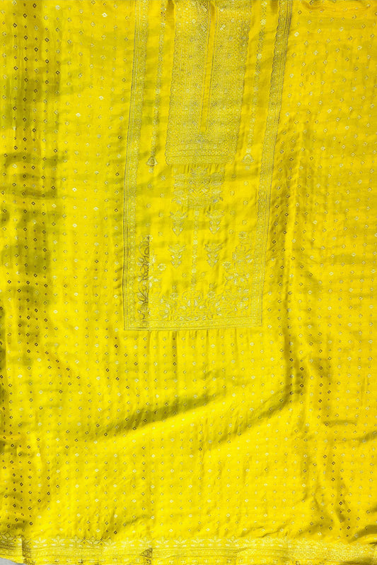 Banarasi Silk Suit Set – Yellow with Peacock Blue Dupatta