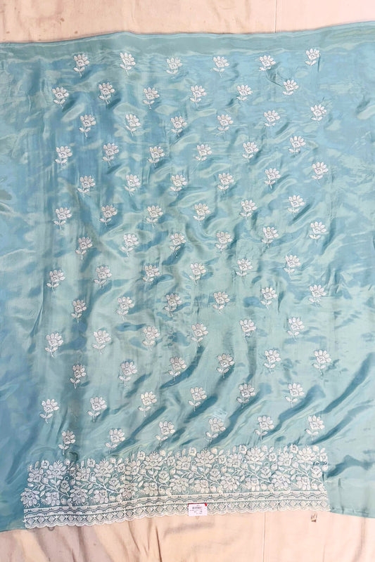 Sky Blue Crape Suit with Sippi Work – 3 Piece Set