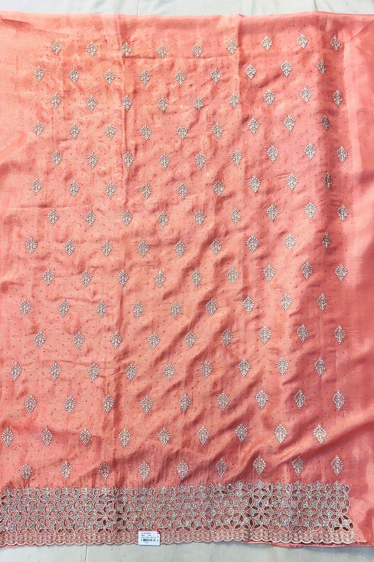 Shimmer Silk Dark Peach Designer Suit Set with Cut Work Dupatta