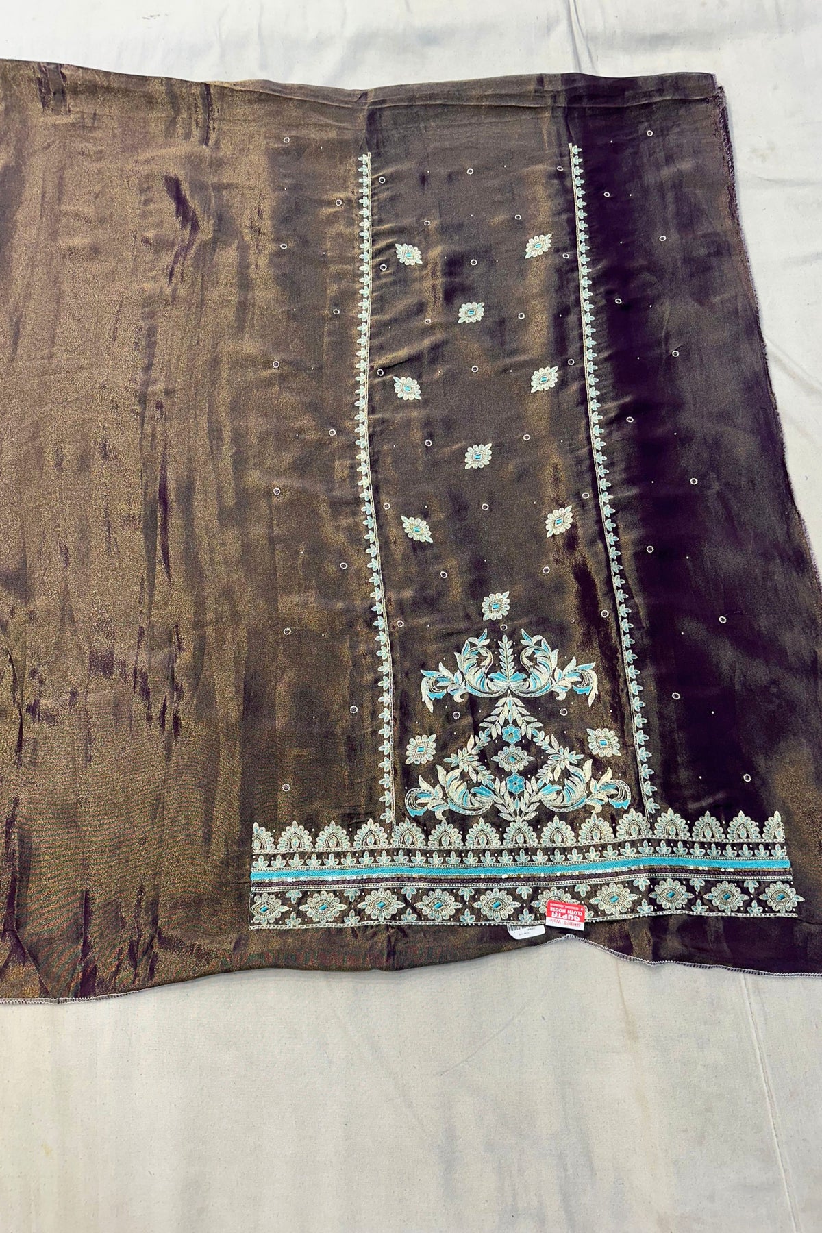 Purple Shimmer Silk Suit with Hand & Jari Work and Chinon-Chiffon Dupatta