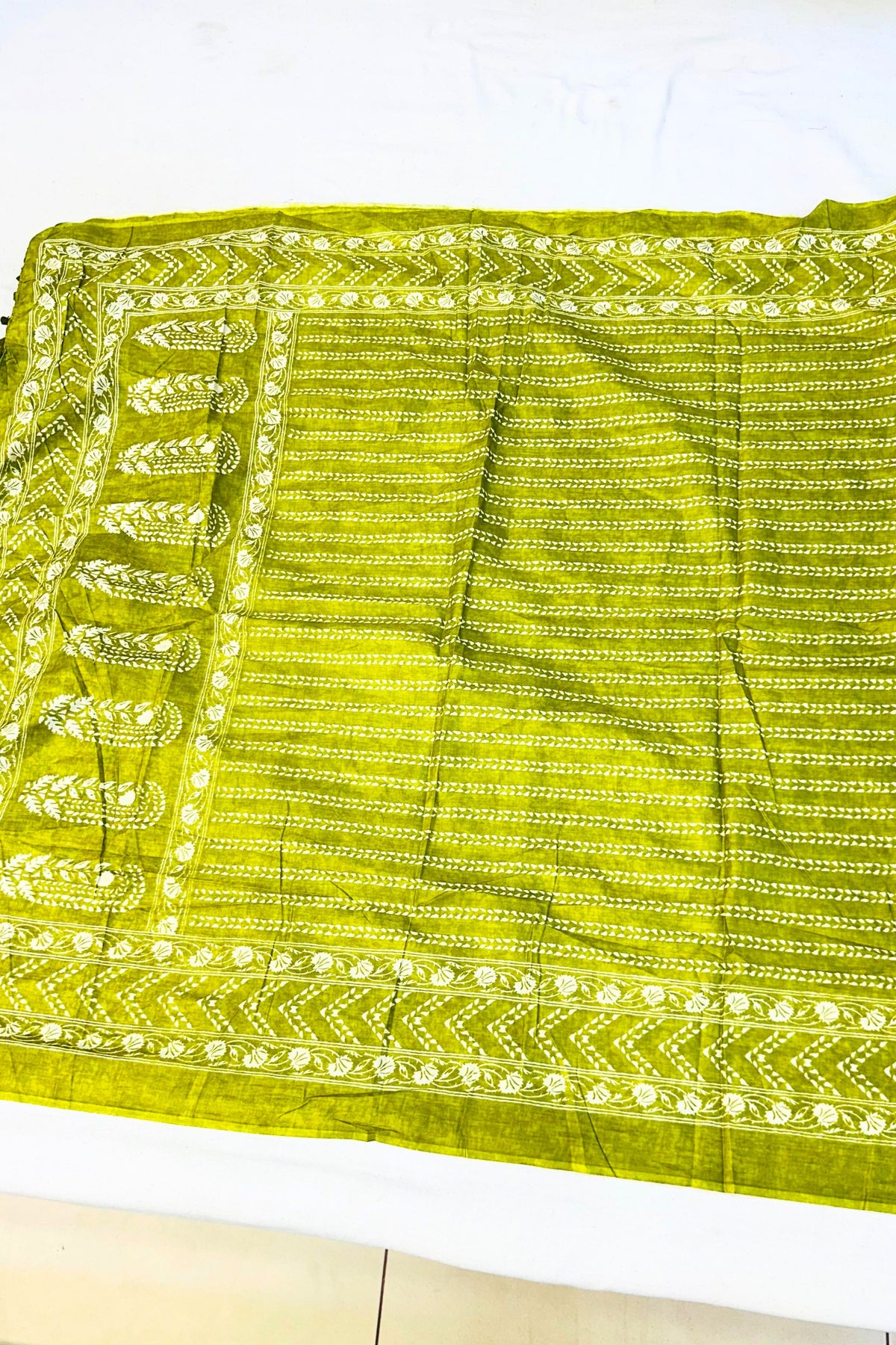 Mehndi Green Printed Suit Set with Patch Work
