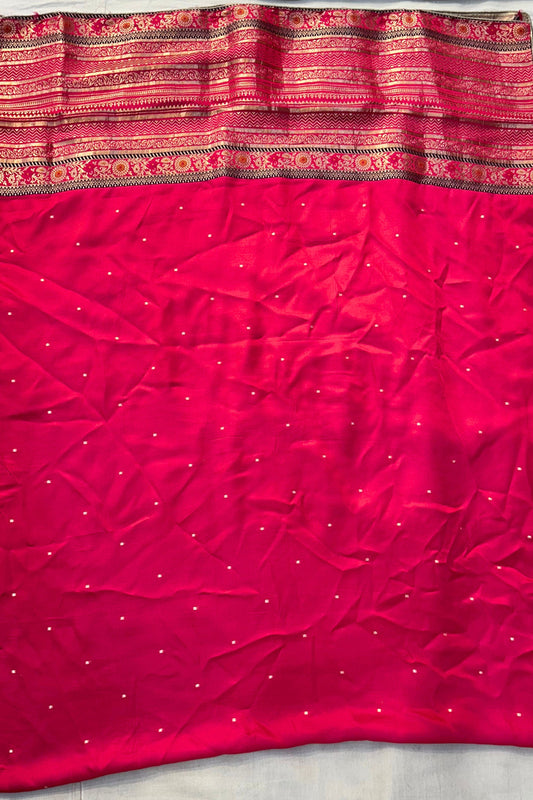 Magenta Samoi Silk Suit Set with Banarsi Work