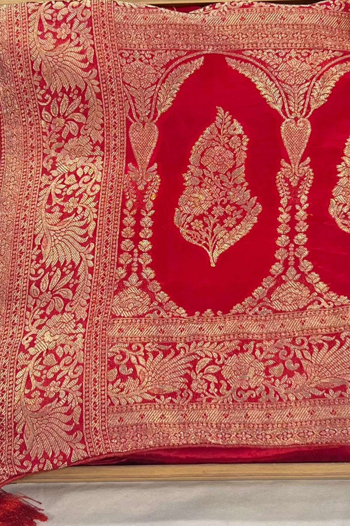Magenta Banarasi Silk Saree with Zari Work & Designer Border