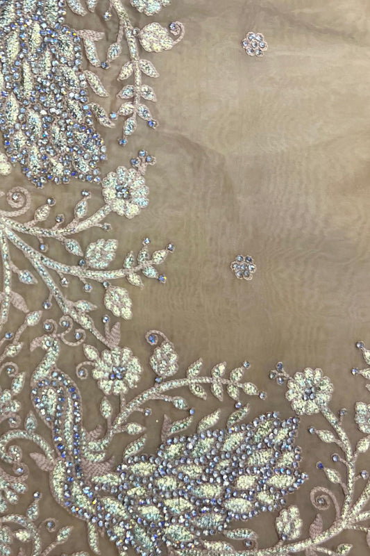 Light Peach Organza Gotta Patti & Thread Work Saree with Designer Blouse