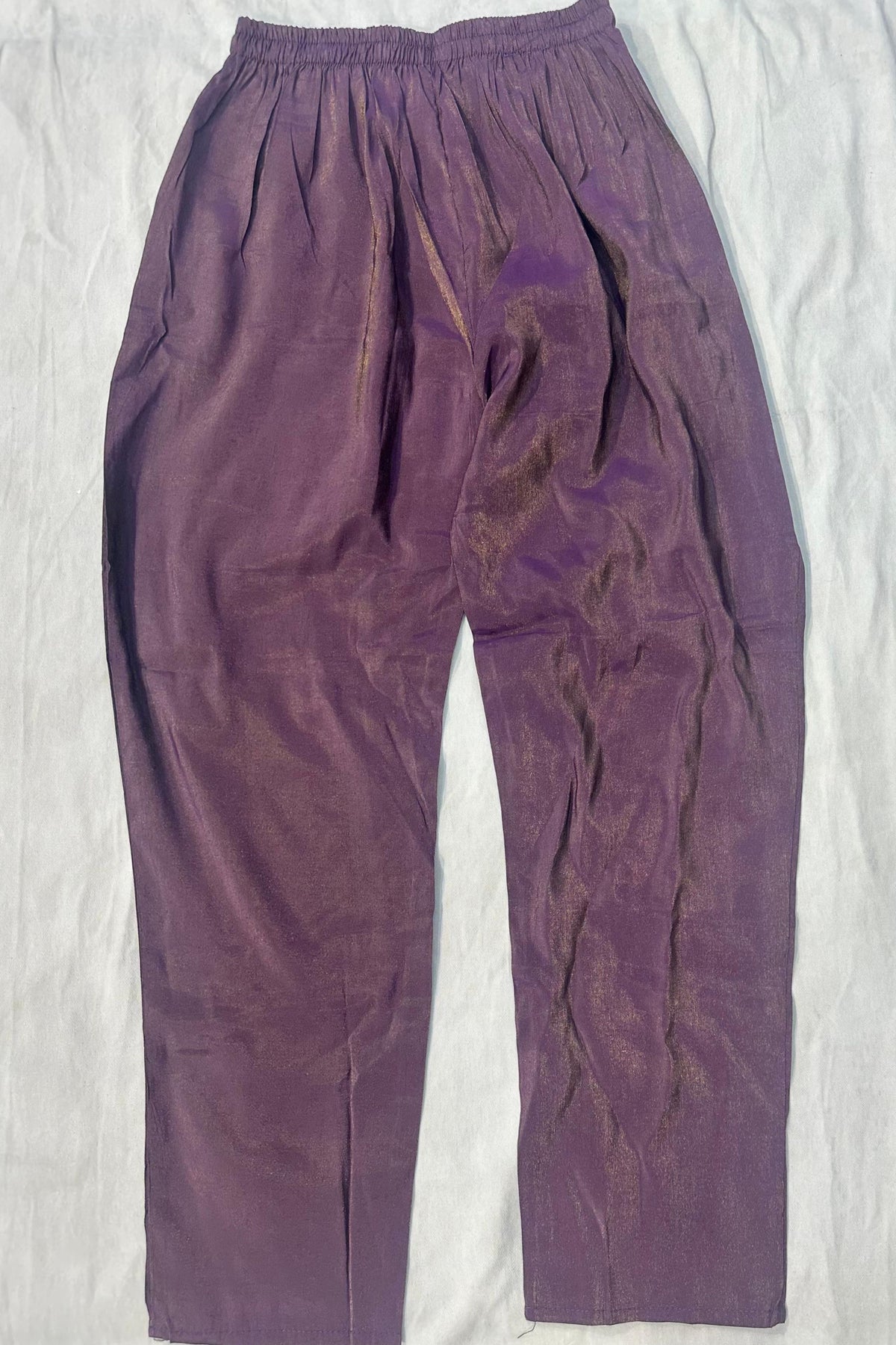 Purple Shimmer Silk Dabka Work Suit Set with Printed Dupatta