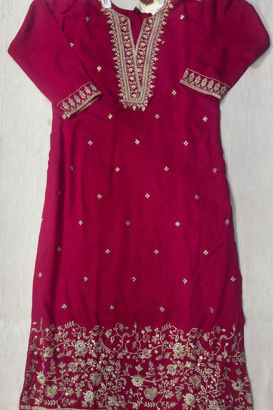 Rani & Parrot Chinon Silk Suit Set with Sippi & Jury Work