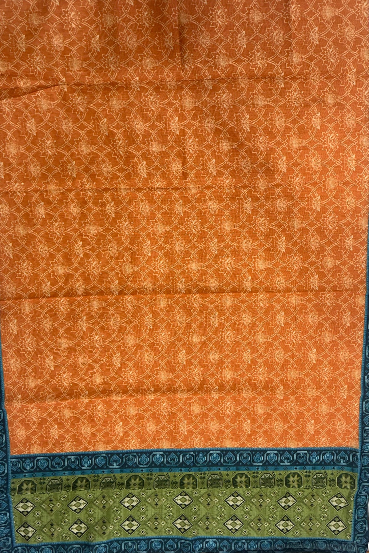 Light Orange Soft Silk Suit Set with Sippi Work & Kalamkari Dupatta