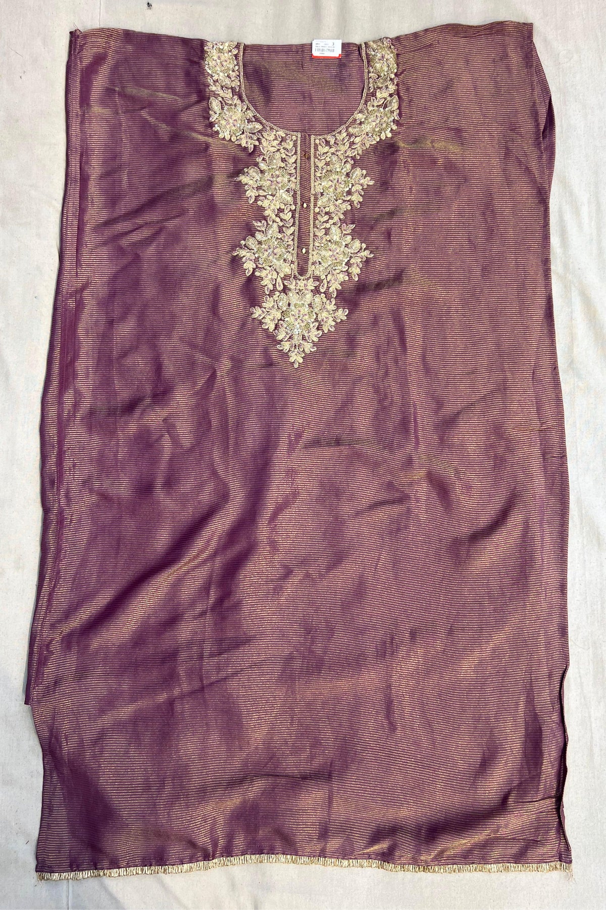 Lavender Silk Embroidered Suit Set with Butter Crepe Bottom & Dupatta