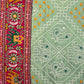 Pista Green Silk Saree with Kantha Work & Magenta Silk Blouse