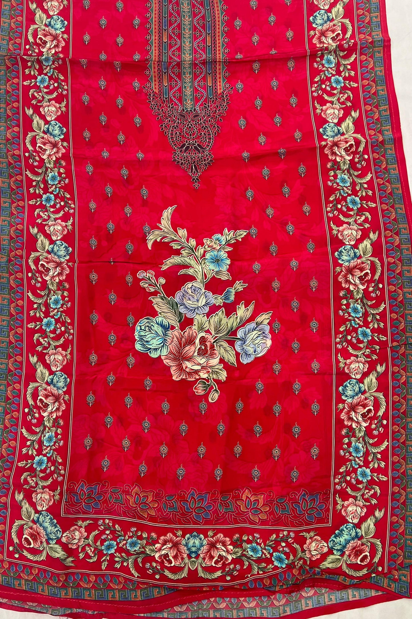 Rani Magenta Printed Crape Suit Set with Sarwokshi Work