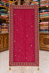 Magenta Stone Work Lace Saree with Four-Side Border