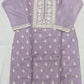 Lavender Soft Silk Thread Work Suit Set with Plain Dupatta