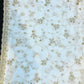White Georgette Fabric with 4-Side Jari & Cut Work – Dyeable