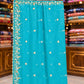Dusty Seafoam Organza Handwork Suit with Four-Side Cutwork