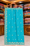 Dusty Seafoam Organza Handwork Suit with Four-Side Cutwork