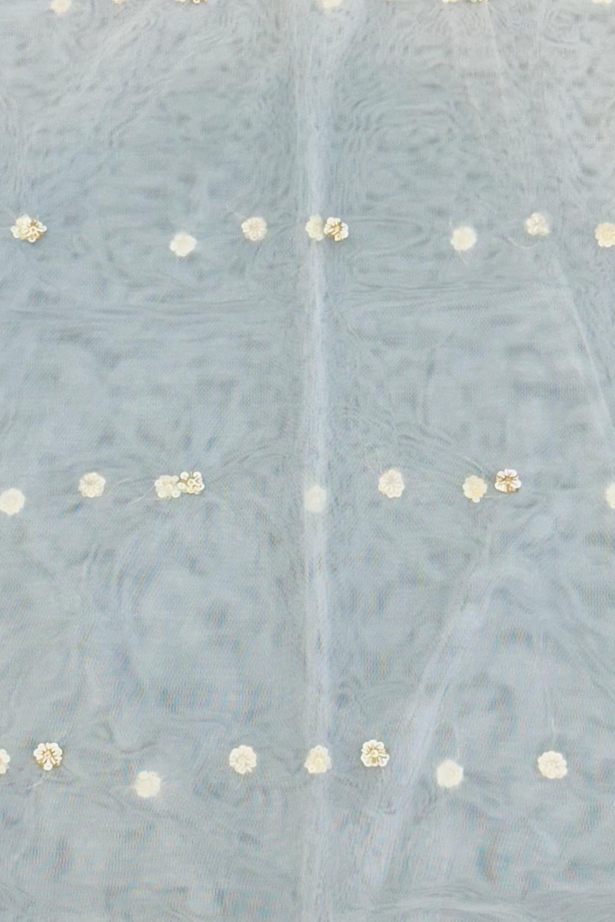 White Net Fabric with Jury & Sippi Handwork – Dyeable