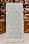 White Net Fabric with Sippi, Mirror & Pearl Border Work – Dyeable