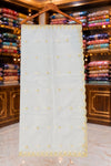 White Dyable Orgenza Fabric with Golden Cut Work & Jury Work