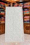 White Orgenza Fabric with Silver Sippi & Jari Work – Dyeable