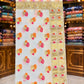 White Georgette Fabric with Jari & Multicolour Floral Border