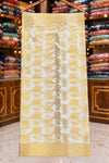 White Banarasi Dupatta with Golden Work & Four-Side Border