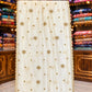 White Chinon Fabric with Jury & Nalki Work – Four Side Border