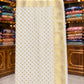 White Banarasi Chinon Chiffon Saree with Four-Side Border & Golden Work