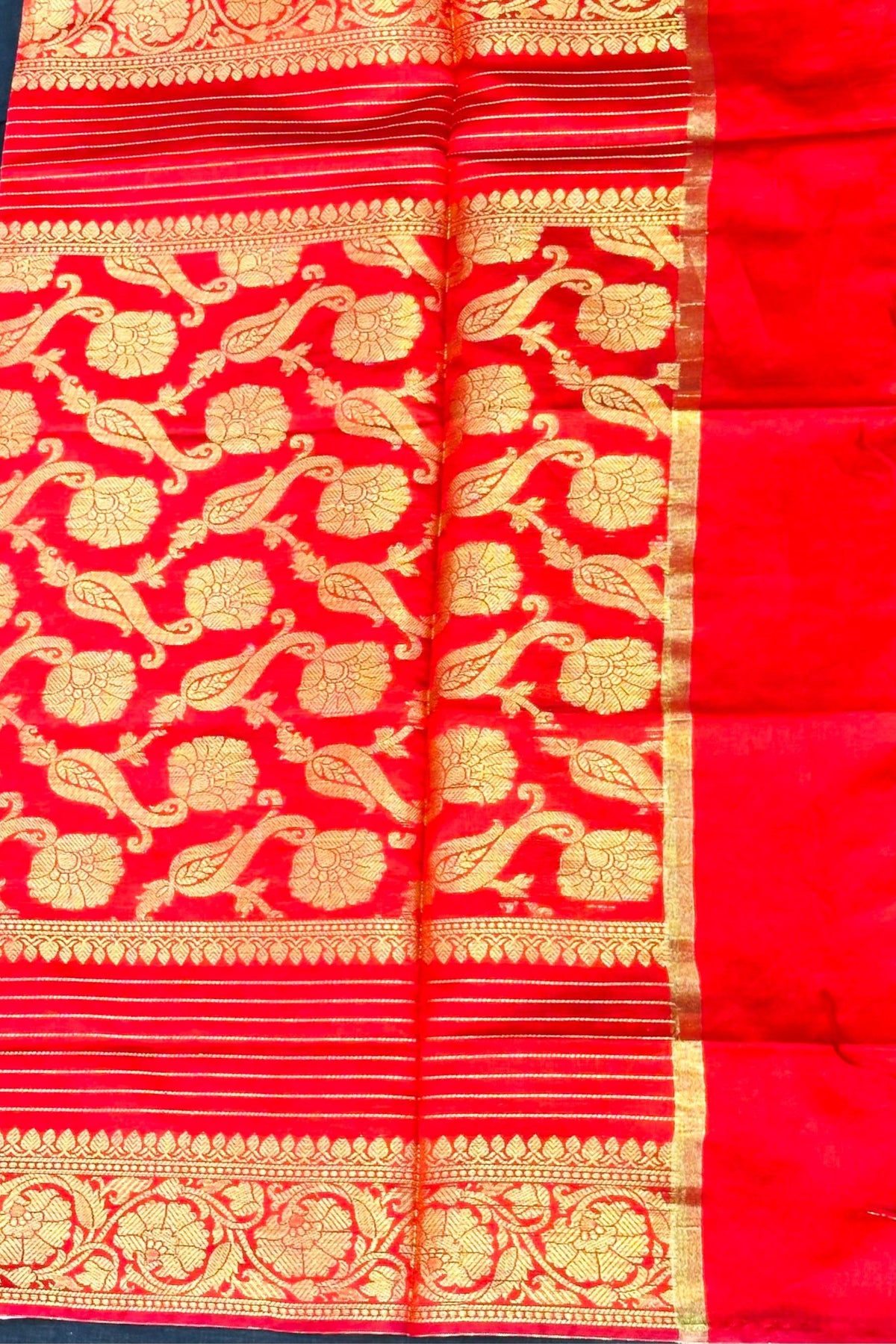 Red Banarasi Silk Saree with Golden Work