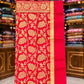 Mehroon Banarsi Silk Fabric with Golden Work & Two-Side Fumen