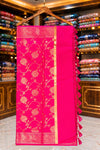 Pink Banarasi Silk Kosa Saree with Golden Work