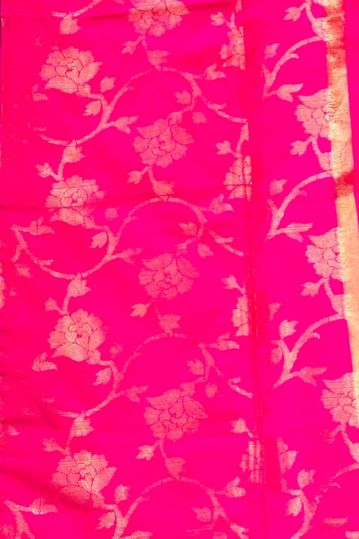 Pink Banarasi Silk Kosa Saree with Golden Work