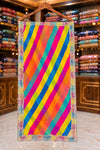 Multicolor Georgette Leheriya Saree with Mirror & Cut Work