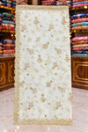 White Georgette Fabric with 4-Side Jari & Cut Work – Dyeable