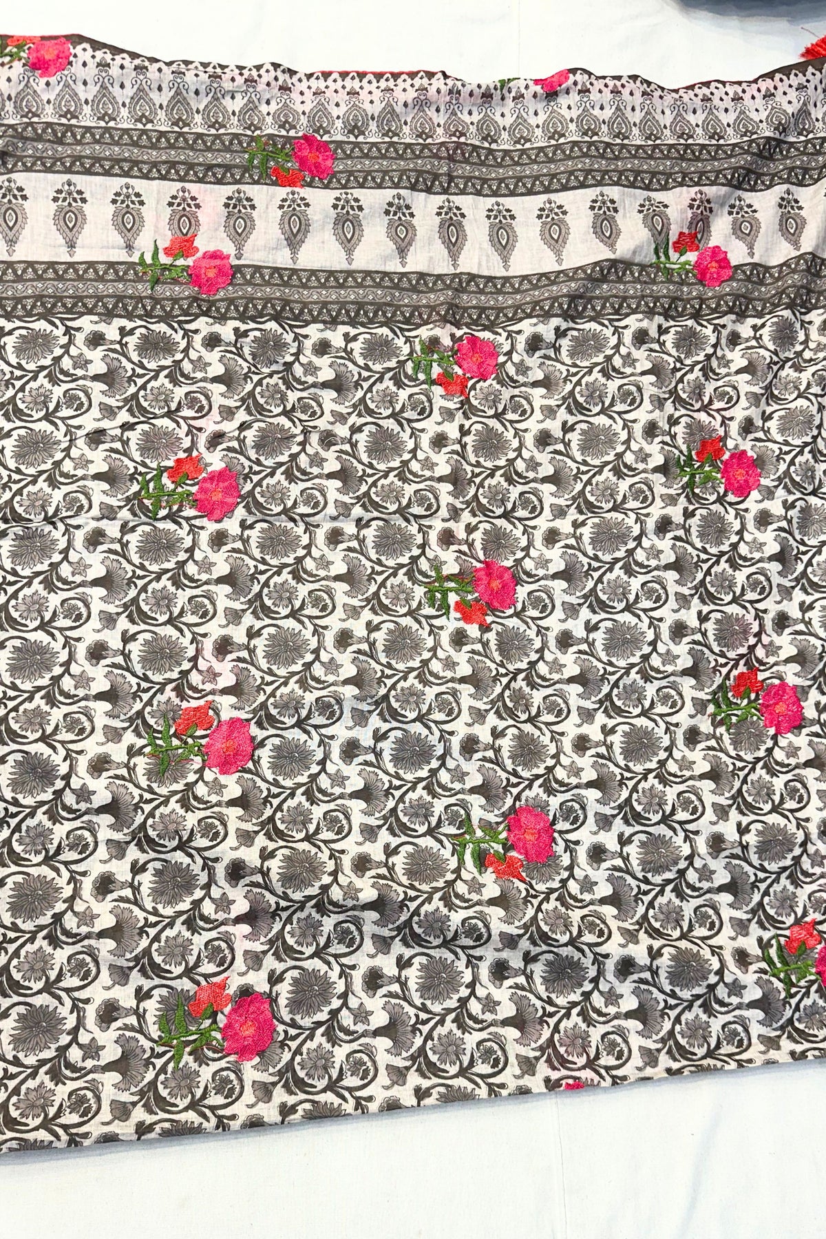 Badami Printed Kurta Set with Mirror & Thread Work