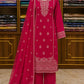 Magenta Silk Thread Work Suit Set with Heavy Chinon Dupatta