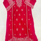 Magenta Silk Thread Work Suit Set with Heavy Chinon Dupatta
