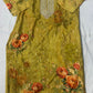 Light Mehndi Printed Musleen Silk Suit with Sippi & Antique Work