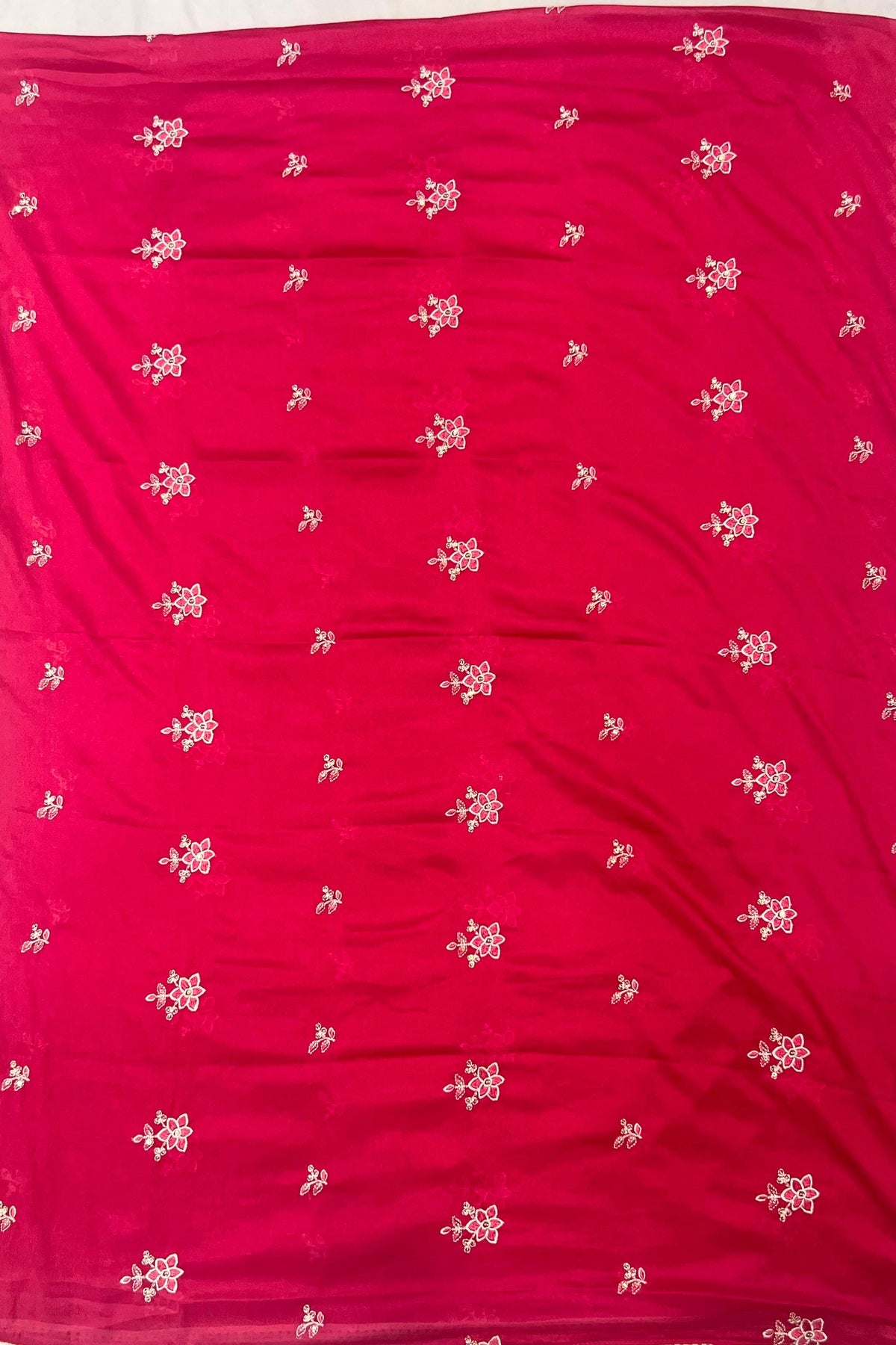 Magenta Silk Thread Work Suit Set with Heavy Chinon Dupatta