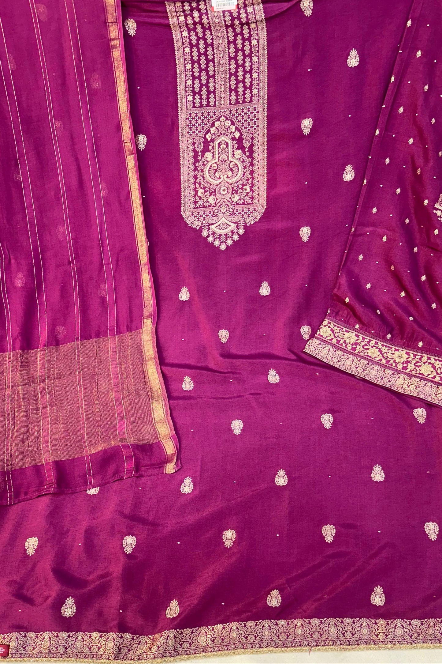 Wine Kosa Silk Suit Set with Banarasi Work