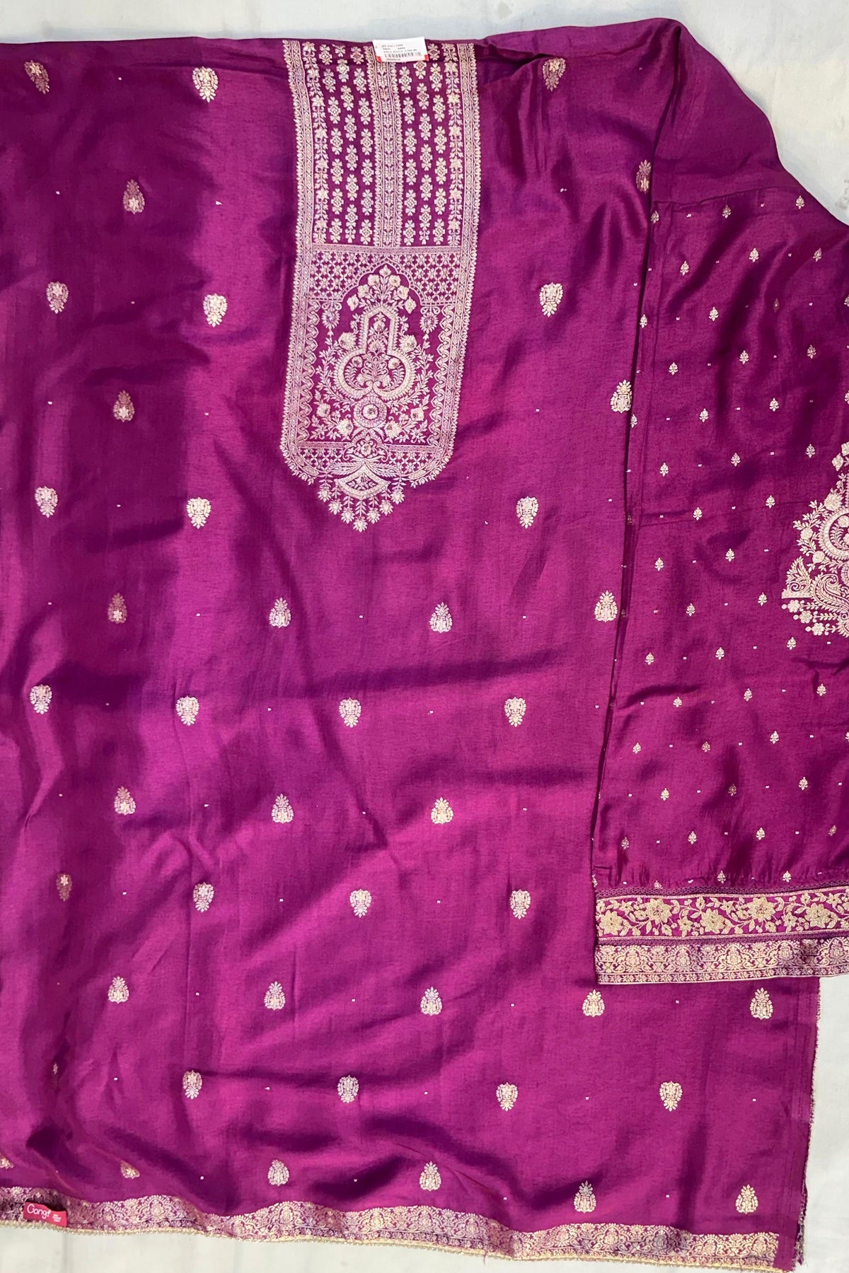 Wine Kosa Silk Suit Set with Banarasi Work