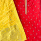 Red Kosa Silk Suit with Sippi & Patch Work and Yellow Banarasi Dupatta